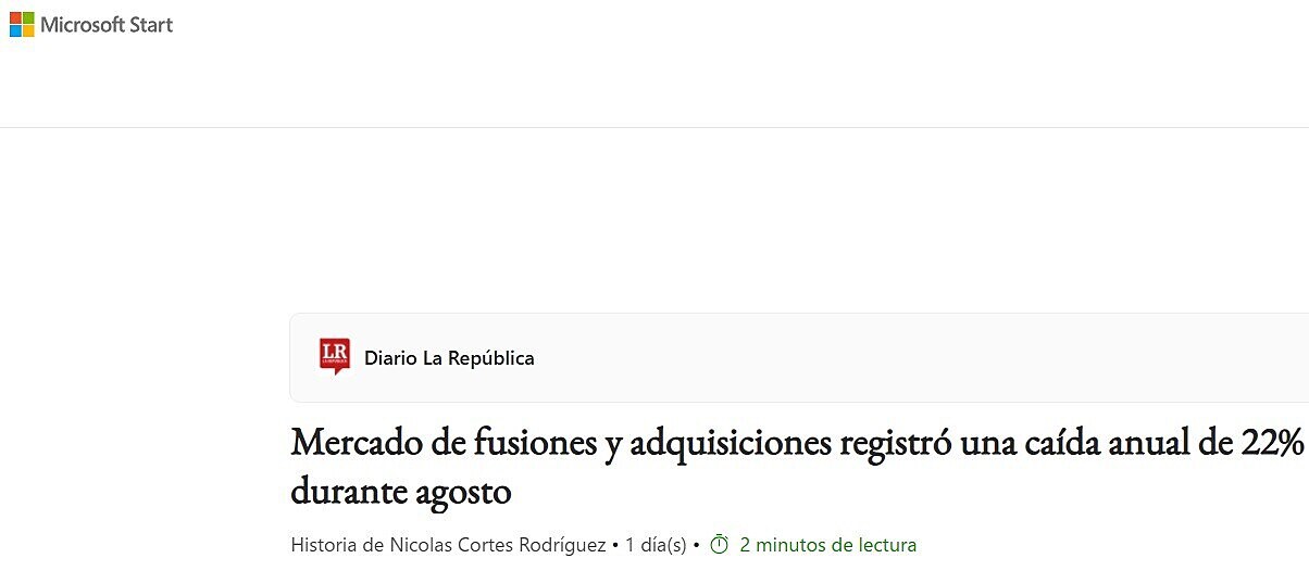 Mercado de fusiones y adquisiciones registr una cada anual de 22% durante agosto